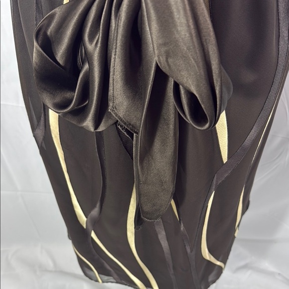 Antonio Melani Elegant Brown and Cream Strapless Dress Size 14 - Picture 3 of 10